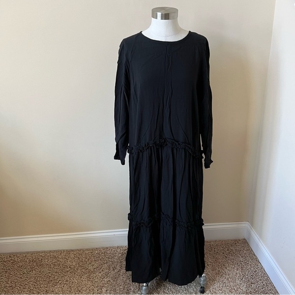 Alpha60 rayon oversized long sleeve black dress 26248 - Picture 1 of 8